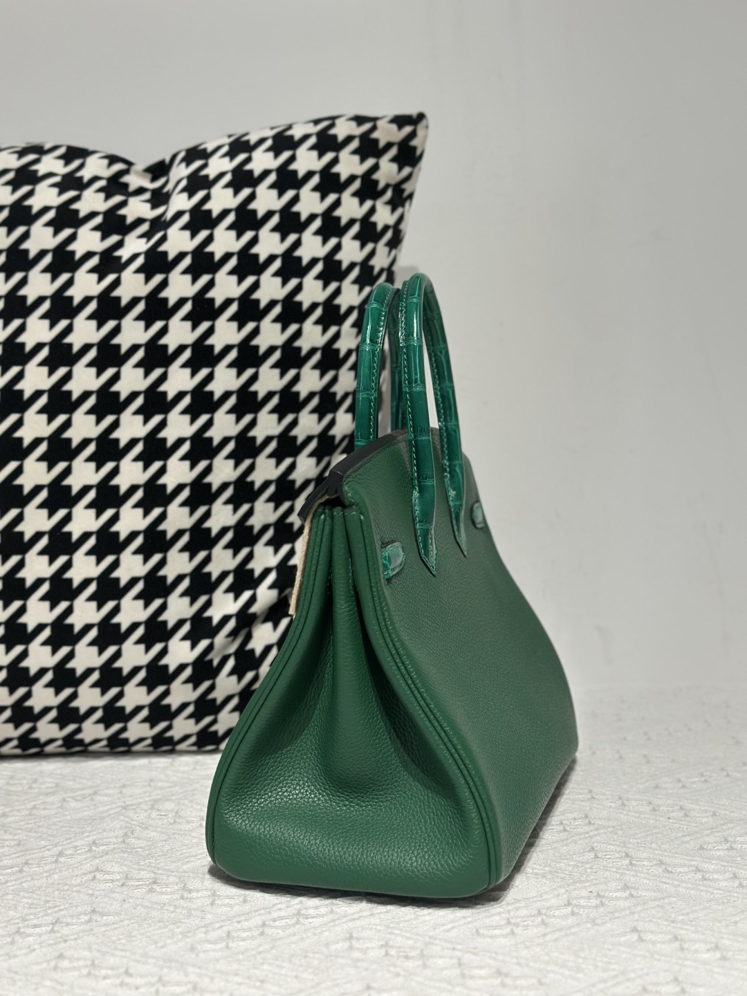 Crocodile Leather Jade Green 25cm Glossy Silver Hardware Top Handle Tote Bag WCB193 photo 4