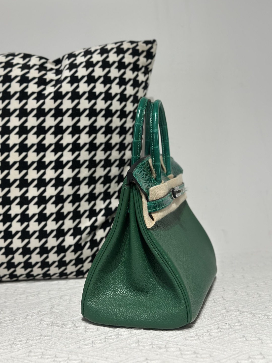 Crocodile Leather Jade Green 25cm Glossy Silver Hardware Top Handle Tote Bag WCB193 photo 5