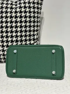 Crocodile Leather Jade Green 25cm Glossy Silver Hardware Top Handle Tote Bag WCB193 image 6