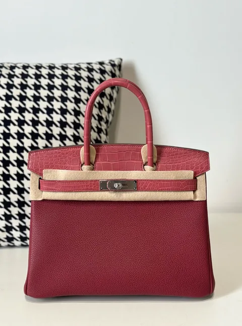 Crocodile Leather 30cm Matte Mixed Leather Textured Grain Top Handle Tote Bag Collection WCB194