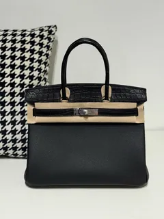 Crocodile Leather 30cm Matte Mixed Leather Textured Grain Top Handle Tote Bag Collection WCB194 image 2