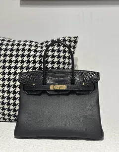 Crocodile Leather 30cm Matte Mixed Leather Textured Grain Top Handle Tote Bag Collection WCB194 image 4