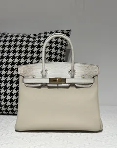 Crocodile Leather 30cm Matte Mixed Leather Textured Grain Top Handle Tote Bag Collection WCB194 image 6