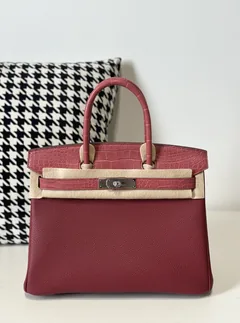 Crocodile Leather 30cm Matte Mixed Leather Silver Hardware Top Handle Tote Bag WCB195 image 1