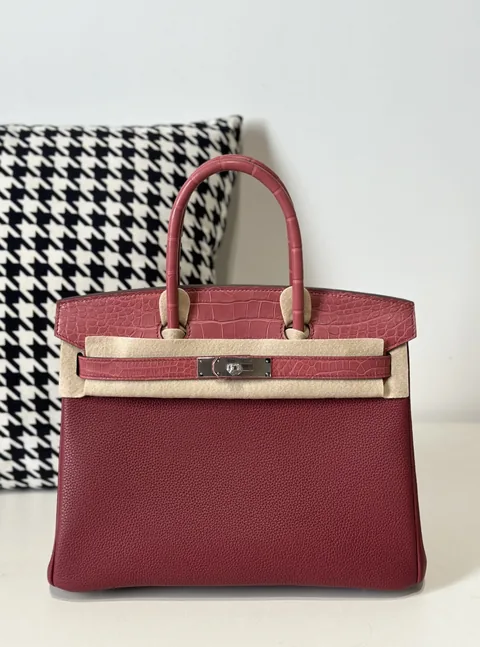 Crocodile Leather 30cm Matte Mixed Leather Silver Hardware Top Handle Tote Bag WCB195