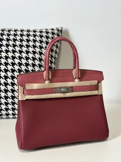 Crocodile Leather 30cm Matte Mixed Leather Silver Hardware Top Handle Tote Bag WCB195 image 2