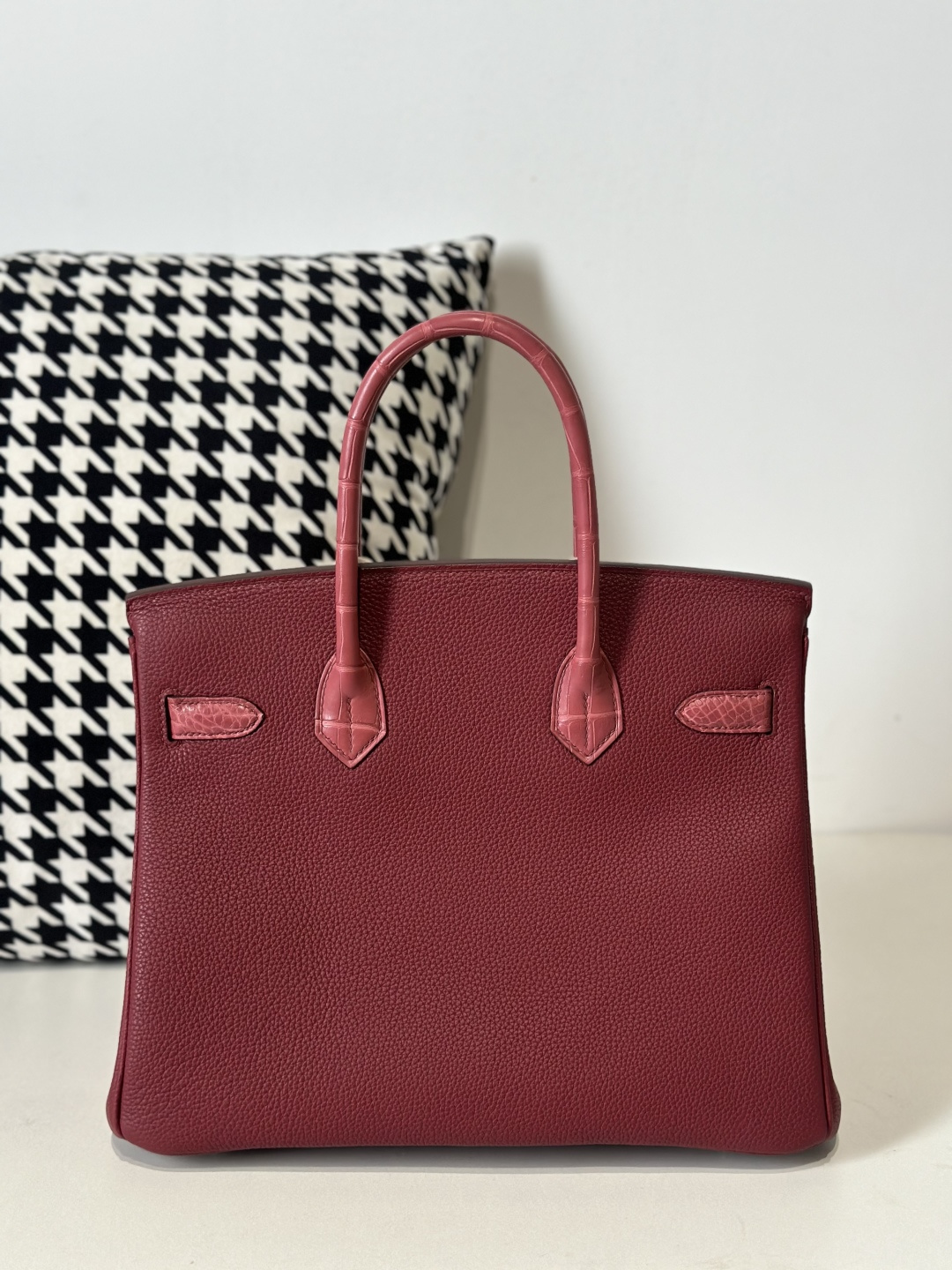 Crocodile Leather 30cm Matte Mixed Leather Silver Hardware Top Handle Tote Bag WCB195 photo 3