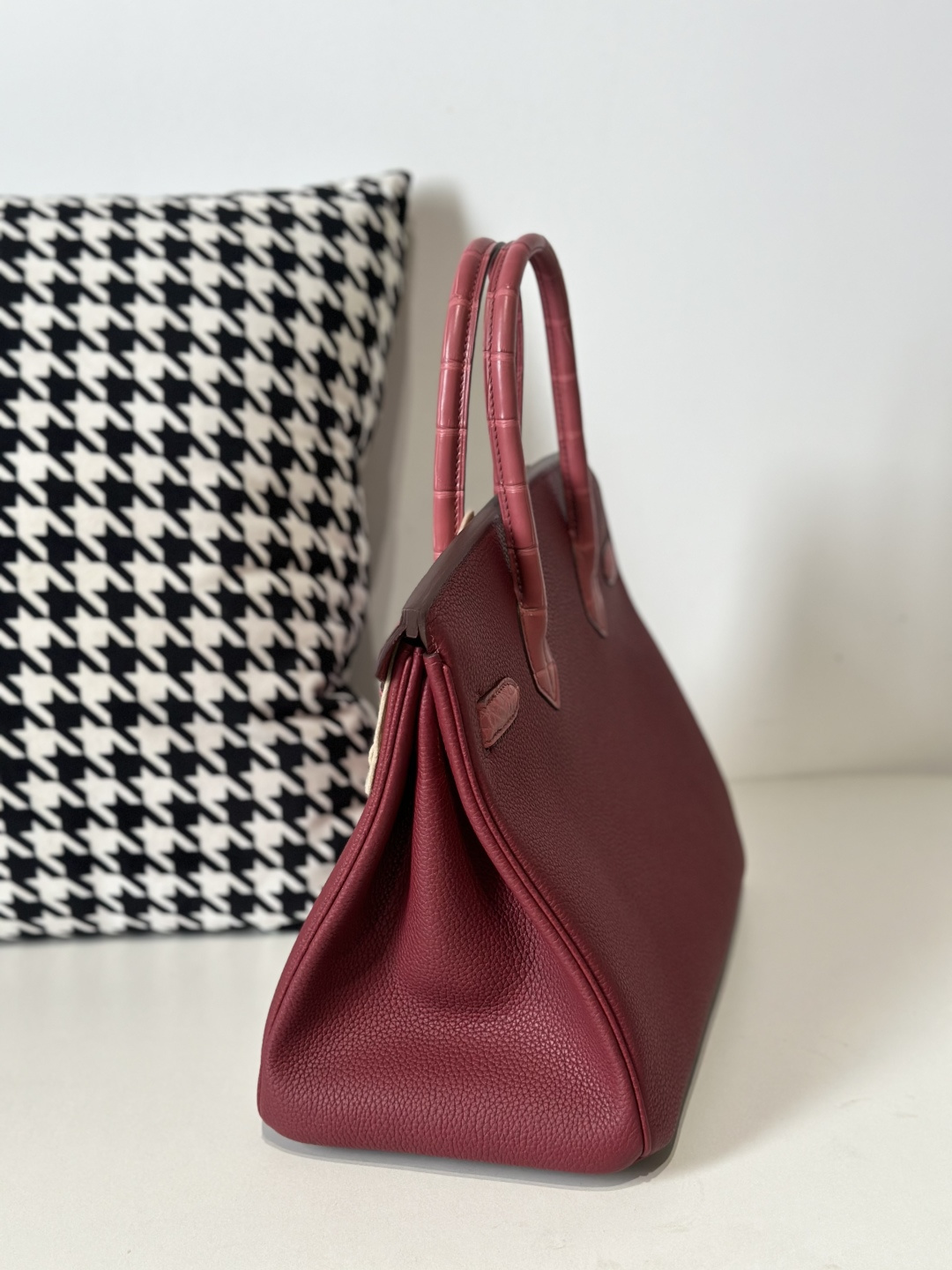 Crocodile Leather 30cm Matte Mixed Leather Silver Hardware Top Handle Tote Bag WCB195 photo 4