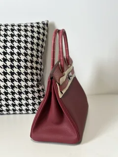 Crocodile Leather 30cm Matte Mixed Leather Silver Hardware Top Handle Tote Bag WCB195 image 5