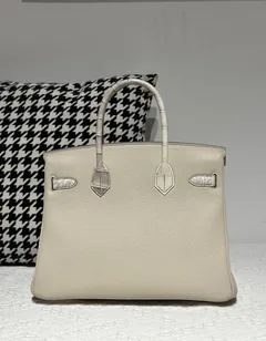 Crocodile Leather Himalayan 30cm Matte Mixed Leather Silver Hardware Top Handle Tote Bag WCB197 image 3
