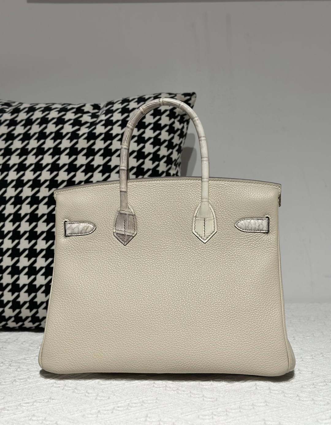 Crocodile Leather Himalayan 30cm Matte Mixed Leather Silver Hardware Top Handle Tote Bag WCB197 photo 3