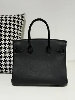 Crocodile Leather Black 30cm Matte Mixed Leather Silver Hardware Top Handle Tote Bag WCB198 image 3