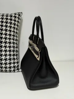 Crocodile Leather Black 30cm Matte Mixed Leather Silver Hardware Top Handle Tote Bag WCB198 image 4