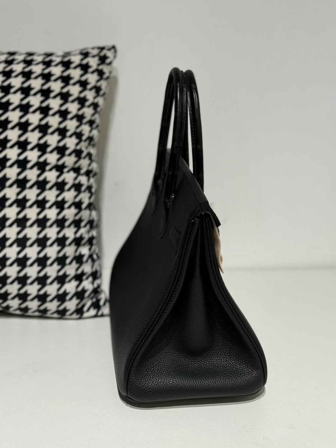 Crocodile Leather Black 30cm Matte Mixed Leather Silver Hardware Top Handle Tote Bag WCB198 photo 5