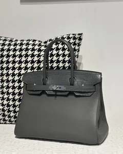 Crocodile Leather Graphite Gray 30cm Matte Silver Hardware Top Handle Tote Bag WCB200 image 2