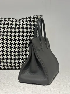 Crocodile Leather Graphite Gray 30cm Matte Silver Hardware Top Handle Tote Bag WCB200 image 4