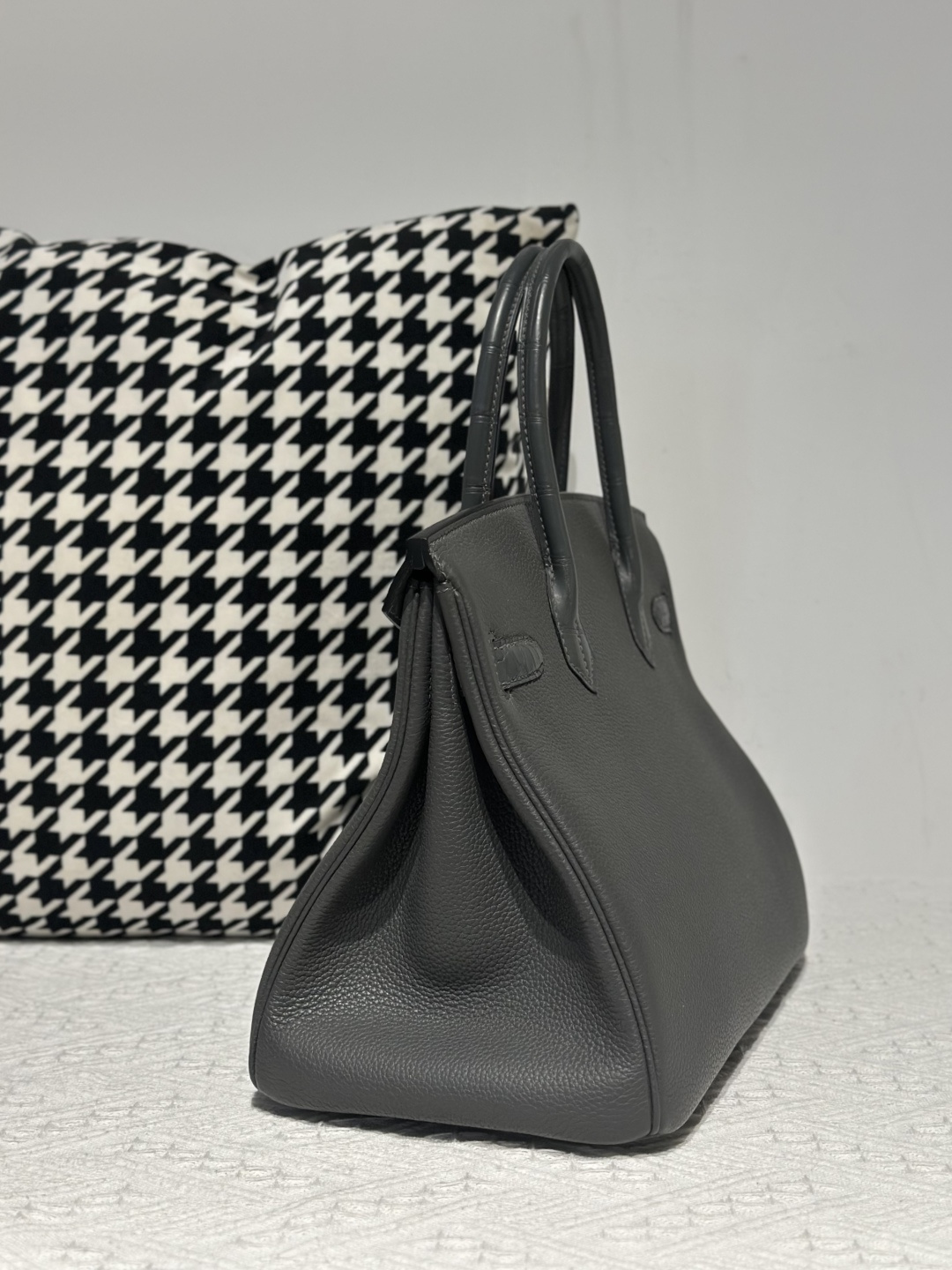 Crocodile Leather Graphite Gray 30cm Matte Silver Hardware Top Handle Tote Bag WCB200 image 4