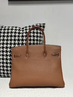 Crocodile Leather Saddle Brown 30cm Matte Silver Hardware Top Handle Tote Bag WCB201 image 3