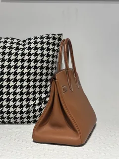 Crocodile Leather Saddle Brown 30cm Matte Silver Hardware Top Handle Tote Bag WCB201 image 4