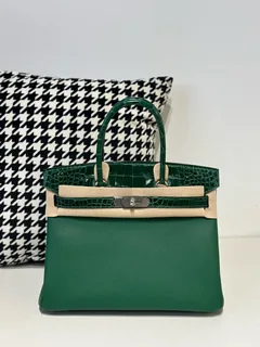 Crocodile Leather 30cm Glossy Mixed Leather Textured Grain Top Handle Tote Bag Collection WCB202 image 2