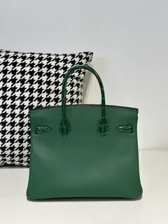 Crocodile Leather Emerald Green 30cm Glossy Silver Hardware Top Handle Tote Bag WCB203 image 3