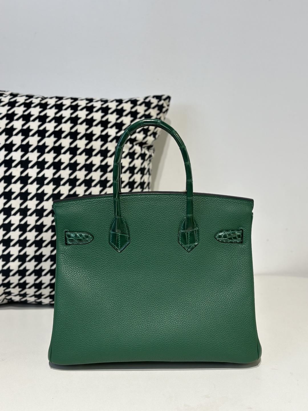 Crocodile Leather Emerald Green 30cm Glossy Silver Hardware Top Handle Tote Bag WCB203 photo 3