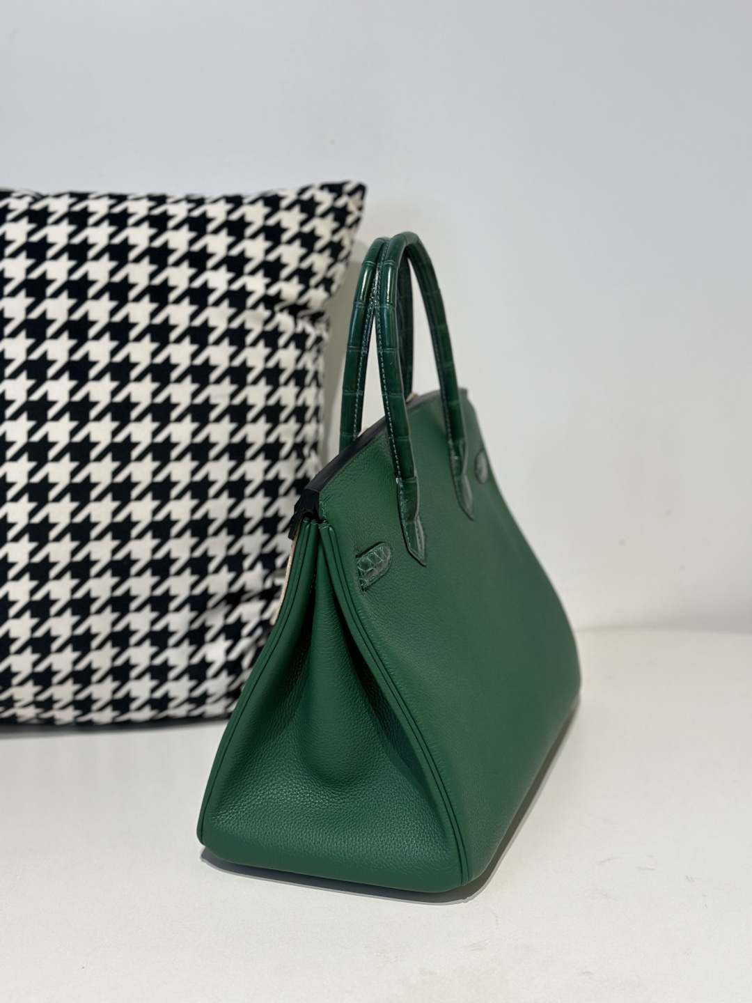 Crocodile Leather Emerald Green 30cm Glossy Silver Hardware Top Handle Tote Bag WCB203 photo 4