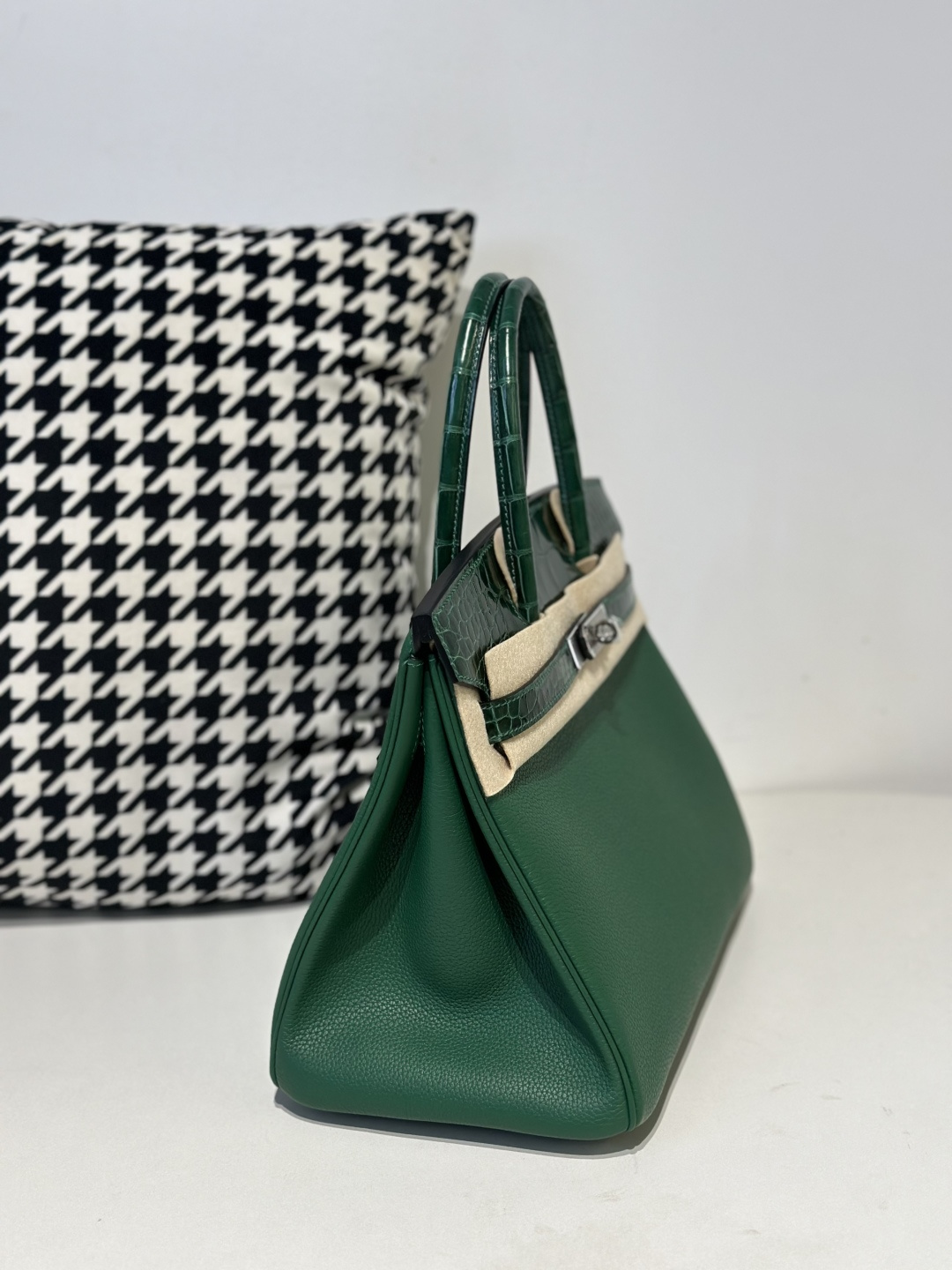 Crocodile Leather Emerald Green 30cm Glossy Silver Hardware Top Handle Tote Bag WCB203 photo 5