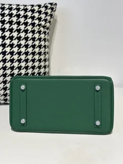 Crocodile Leather Emerald Green 30cm Glossy Silver Hardware Top Handle Tote Bag WCB203 image 6