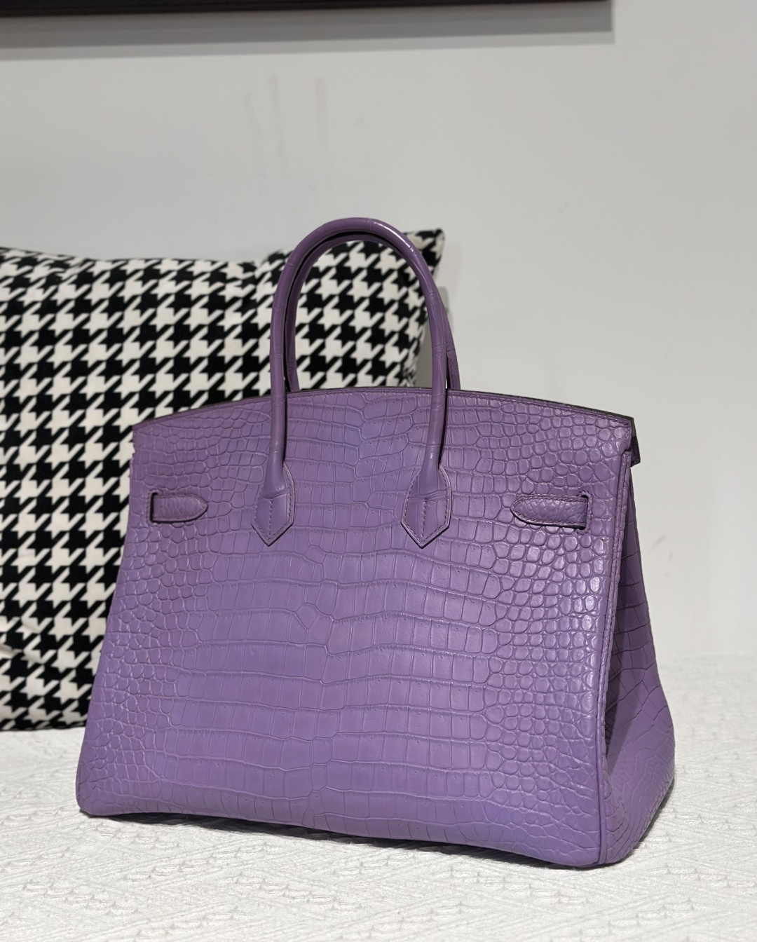 Crocodile Leather Lavender Purple 35cm Matte Gold Hardware Top Handle Tote Bag WCB207 photo 3