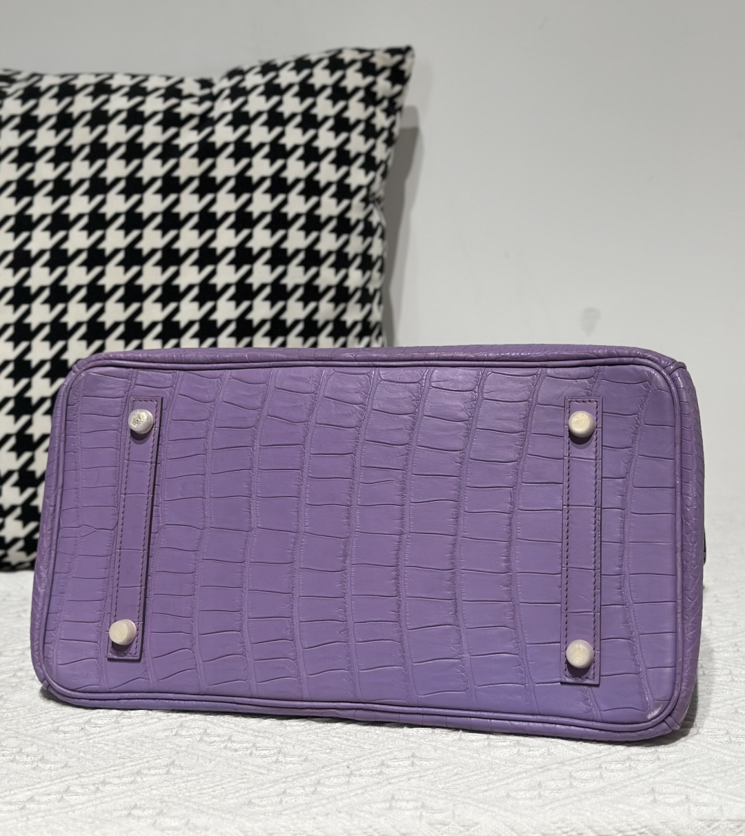 Crocodile Leather Lavender Purple 35cm Matte Gold Hardware Top Handle Tote Bag WCB207 photo 6