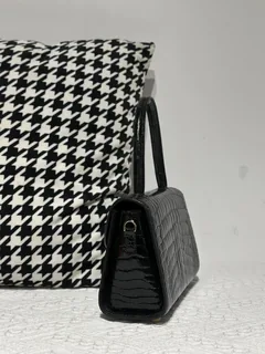 Crocodile Leather Black Glossy Gold Hardware Top Handle Bag WCB212 image 4