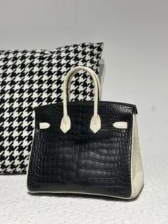 Crocodile Leather 25cm Matte Mixed Leather Silver Hardware Top Handle Tote Bag WCB220 image 3