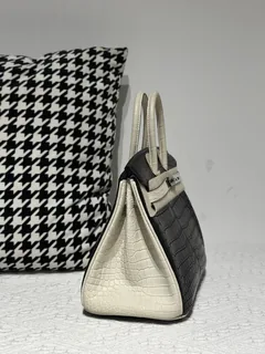 Crocodile Leather 25cm Matte Mixed Leather Silver Hardware Top Handle Tote Bag WCB220 image 5