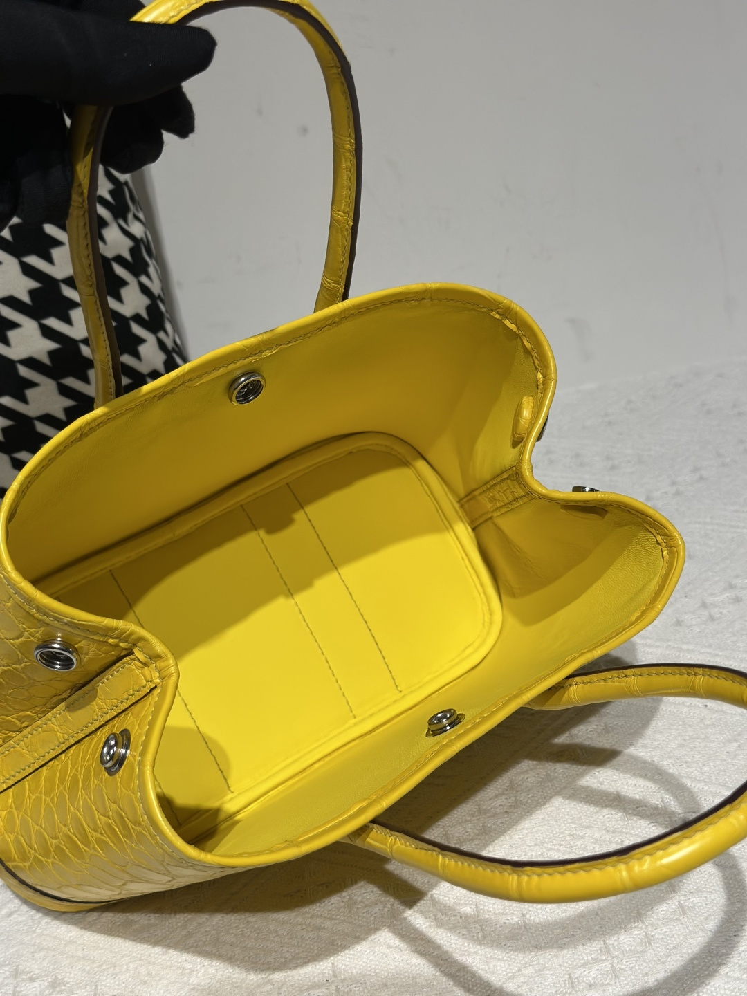 Crocodile Leather Lemon Yellow 23cm Matte Nile Silver Hardware Garden Tote Bag WCB223 photo 3