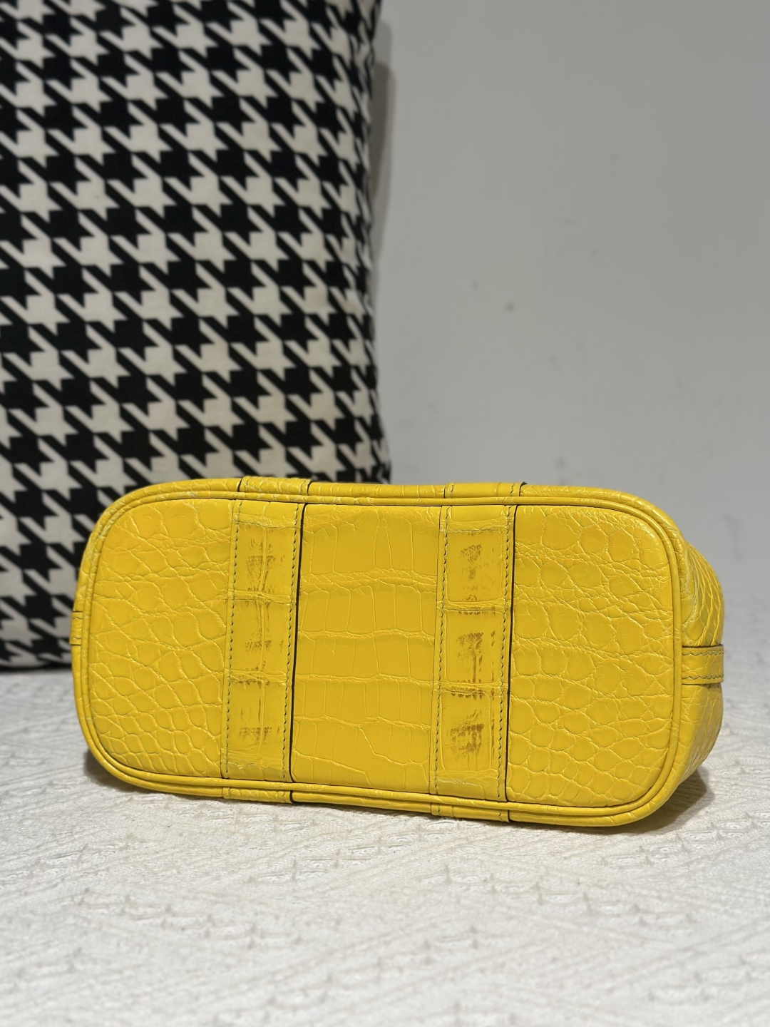 Crocodile Leather Lemon Yellow 23cm Matte Nile Silver Hardware Garden Tote Bag WCB223 photo 6