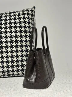 Crocodile Leather Ebony 23cm Matte Nile Silver Hardware Garden Tote Bag WCB224 image 4