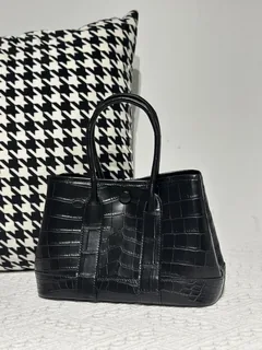 Crocodile Leather Black 23cm Matte Nile Silver Hardware Garden Tote Bag WCB225 image 1