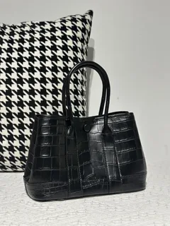Crocodile Leather Black 23cm Matte Nile Silver Hardware Garden Tote Bag WCB225 image 2