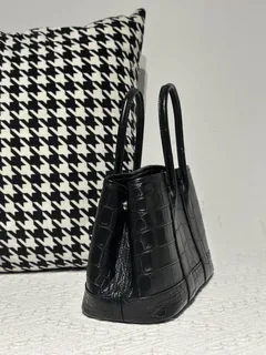 Crocodile Leather Black 23cm Matte Nile Silver Hardware Garden Tote Bag WCB225 image 4
