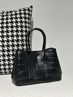 Crocodile Leather Black 23cm Matte Nile Silver Hardware Garden Tote Bag WCB226 image 2
