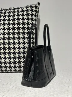 Crocodile Leather Black 23cm Matte Nile Silver Hardware Garden Tote Bag WCB226 image 4