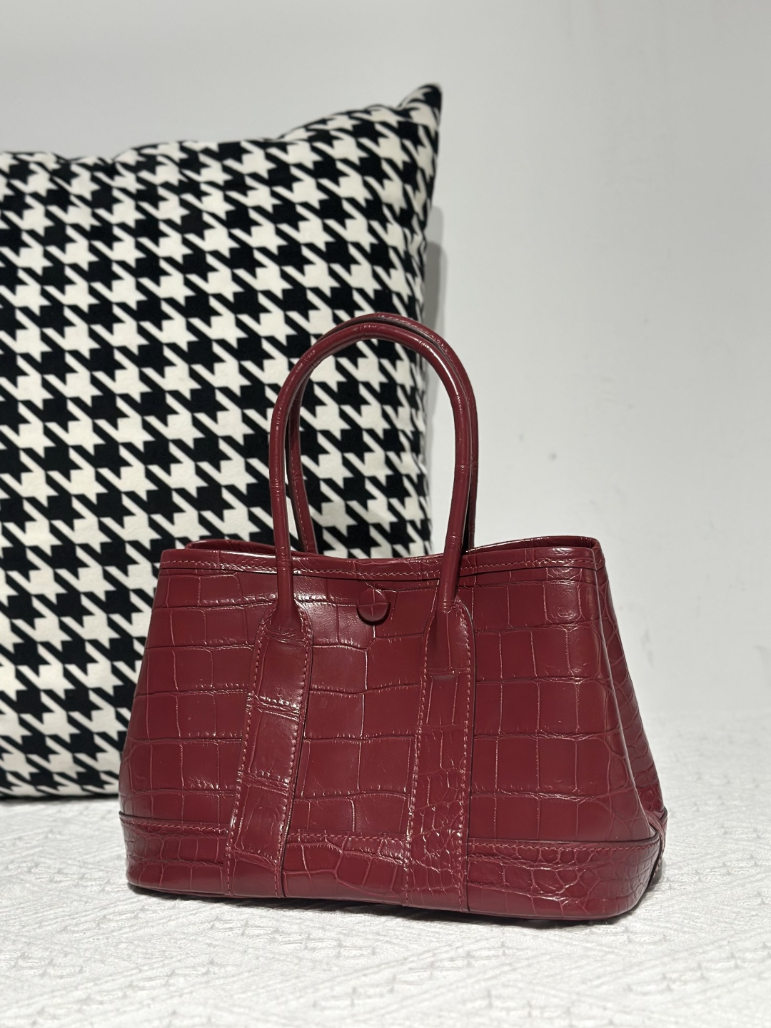 Crocodile Leather 23cm Matte Burgundy Nile Silver Hardware Garden Tote Bag WCB227