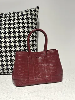 Crocodile Leather 23cm Matte Burgundy Nile Silver Hardware Garden Tote Bag WCB227 image 2