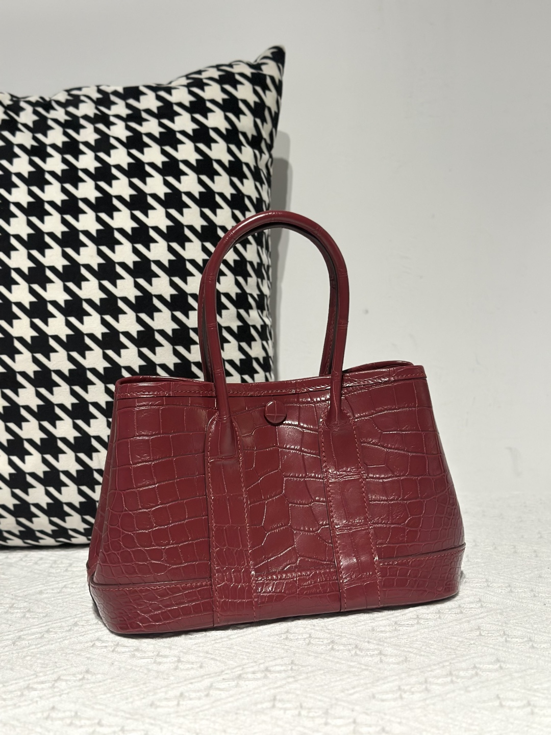 Crocodile Leather 23cm Matte Burgundy Nile Silver Hardware Garden Tote Bag WCB227 photo 2