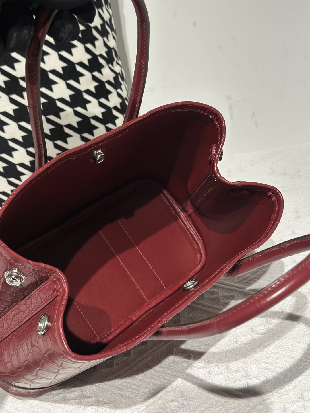 Crocodile Leather 23cm Matte Burgundy Nile Silver Hardware Garden Tote Bag WCB227 photo 3