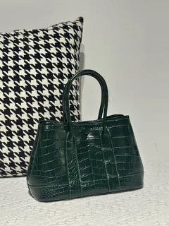 Crocodile Leather Emerald Green 23cm Matte Nile Silver Hardware Garden Tote Bag WCB228 image 2