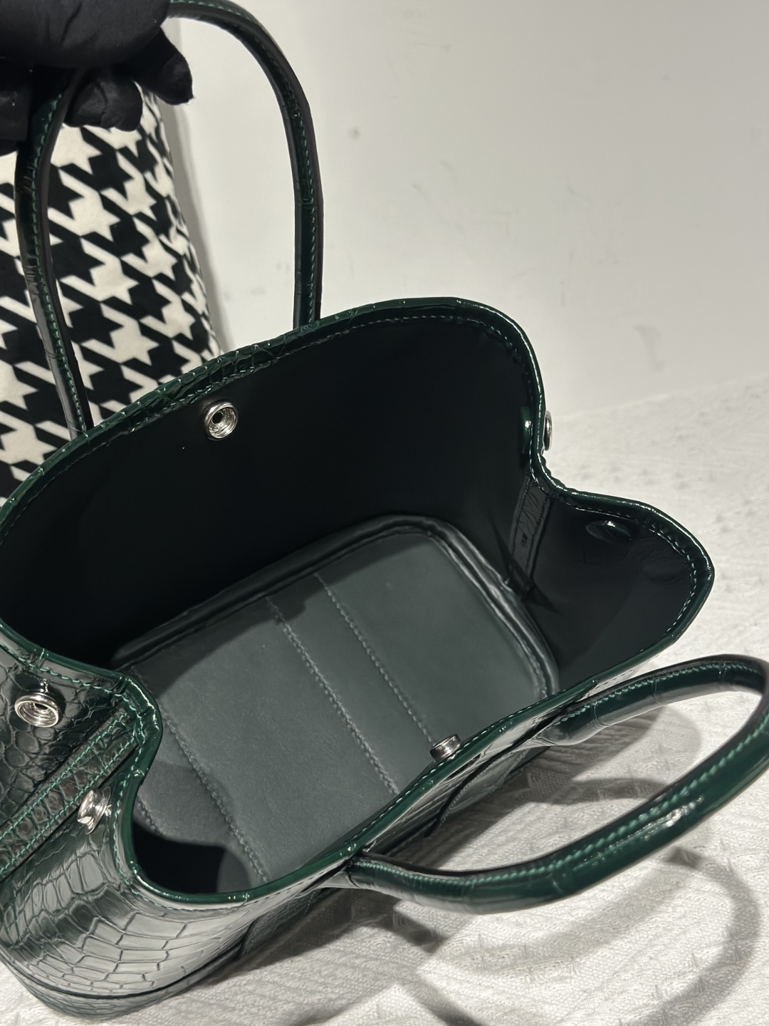 Crocodile Leather Emerald Green 23cm Matte Nile Silver Hardware Garden Tote Bag WCB228 photo 3