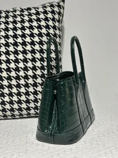 Crocodile Leather Emerald Green 23cm Matte Nile Silver Hardware Garden Tote Bag WCB228 image 4