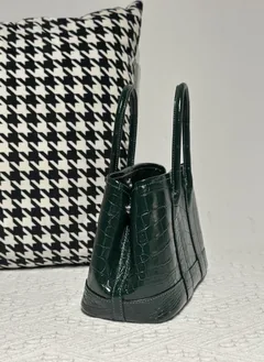 Crocodile Leather Emerald Green 23cm Matte Nile Silver Hardware Garden Tote Bag WCB228 image 5